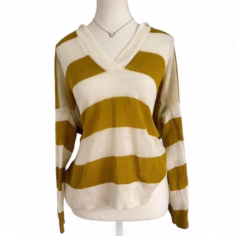 Loft Striped Thin Long Sleeve Sweater V Neck Top Size XL Brand new with tag